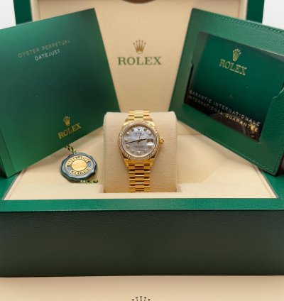 Rolex Lady-datejust New 2022 Mother Of Pearl Dial Diamond Bezelyellow Gold Presidential Bracelet