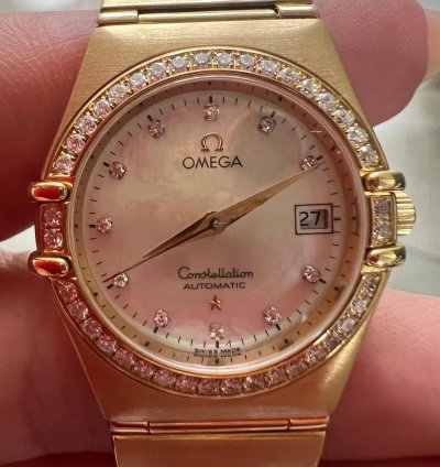 Omega Constellation Quartz My Choice Mini Diamond And 18 Gold Lady Wrist Watch New Price 14999chf