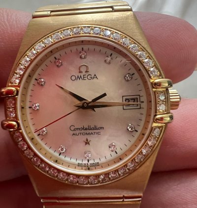 Omega Constellation Quartz My Choice Mini Diamond And 18 Gold Lady Wrist Watch New Price 14999chf