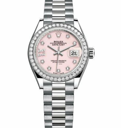 Rolex Lady-datejust New 2023 Pink Star Diamond Dial Diamond Bezel President Bracelet White Gold