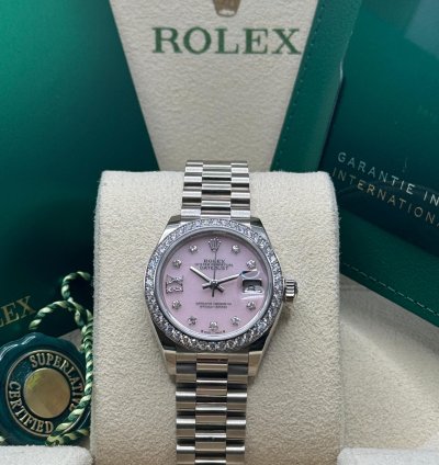 Rolex Lady-datejust New 2023 Pink Star Diamond Dial Diamond Bezel President Bracelet White Gold