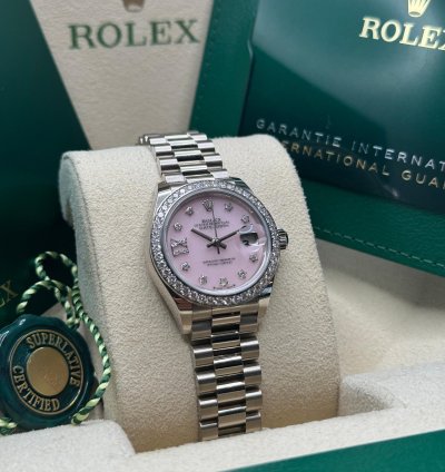 Rolex Lady-datejust New 2023 Pink Star Diamond Dial Diamond Bezel President Bracelet White Gold
