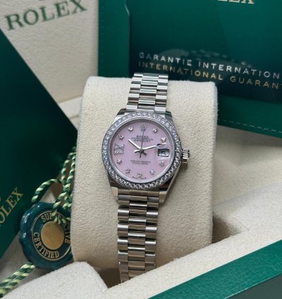 Rolex Lady-datejust New 2023 Pink Star Diamond Dial Diamond Bezel President Bracelet White Gold