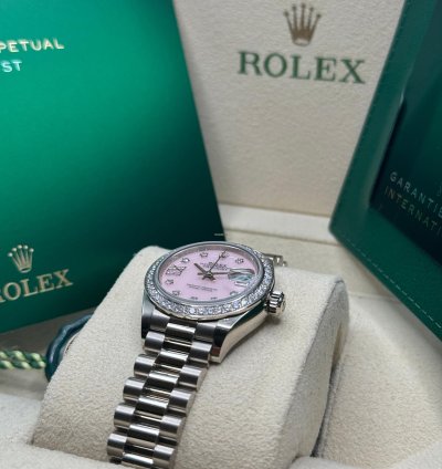Rolex Lady-datejust New 2023 Pink Star Diamond Dial Diamond Bezel President Bracelet White Gold