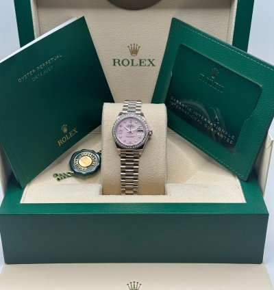 Rolex Lady-datejust New 2023 Pink Star Diamond Dial Diamond Bezel President Bracelet White Gold