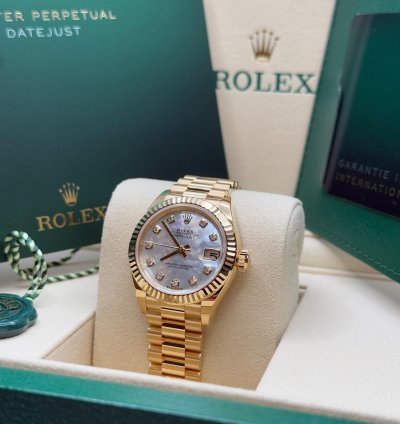 Rolex Lady-datejust New 2025 Mother Of Pearl Diamond Dial 18k Gold Fluted President Bracelet