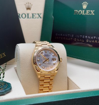 Rolex Lady-datejust New 2025 Mother Of Pearl Diamond Dial 18k Gold Fluted President Bracelet
