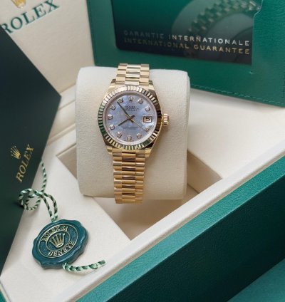 Rolex Lady-datejust New 2025 Mother Of Pearl Diamond Dial 18k Gold Fluted President Bracelet