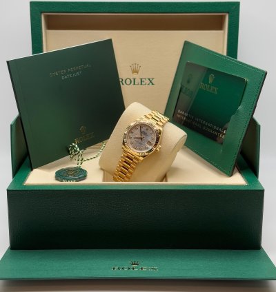 Rolex Lady-datejust New 2025 Mother Of Pearl Diamond Dial 18k Gold Fluted President Bracelet