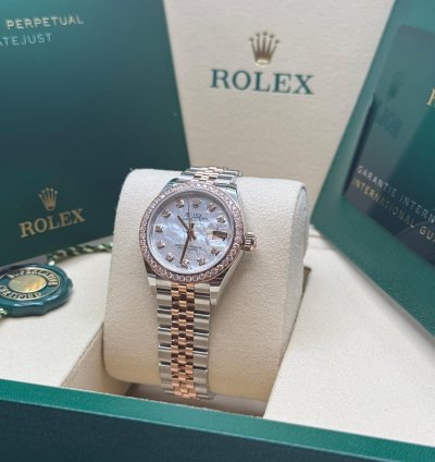 Rolex Lady-datejust New 2025 Mother Of Pearl Diamond Dial Diamond Bezel Two Tone Rose Gold
