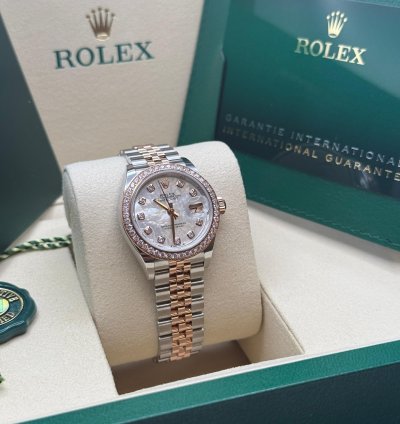 Rolex Lady-datejust New 2025 Mother Of Pearl Diamond Dial Diamond Bezel Two Tone Rose Gold