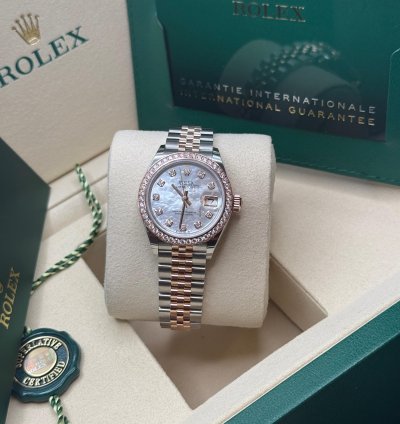 Rolex Lady-datejust New 2025 Mother Of Pearl Diamond Dial Diamond Bezel Two Tone Rose Gold