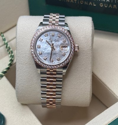 Rolex Lady-datejust New 2025 Mother Of Pearl Diamond Dial Diamond Bezel Two Tone Rose Gold