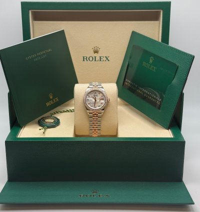 Rolex Lady-datejust New 2025 Mother Of Pearl Diamond Dial Diamond Bezel Two Tone Rose Gold