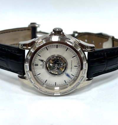 Omega De Ville Central Tourbillon White Gold Tourbillon Diamond Baguette Bezel Co Axial Chronometer Limited Edition