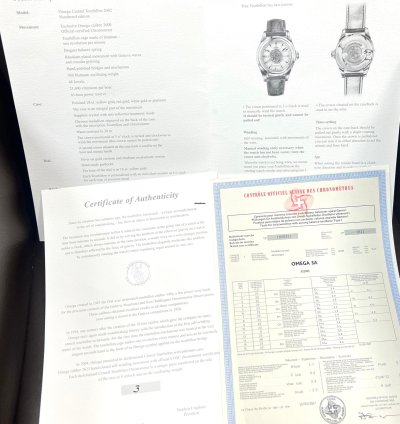 Omega De Ville Central Tourbillon White Gold Tourbillon Diamond Baguette Bezel Co Axial Chronometer Limited Edition