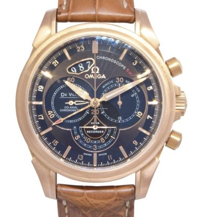 Omega De Ville Chronoscope Gmt 18k Rose Gold 44mm Watch Box 422 53 44 52 13 001