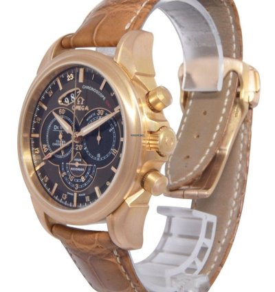 Omega De Ville Chronoscope Gmt 18k Rose Gold 44mm Watch Box 422 53 44 52 13 001