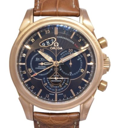 Omega De Ville Chronoscope Gmt 18k Rose Gold 44mm Watch Box 422 53 44 52 13 001