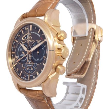 Omega De Ville Chronoscope Gmt 18k Rose Gold 44mm Watch Box 422 53 44 52 13 001