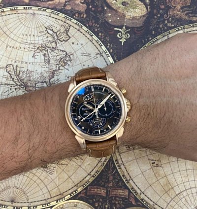 Omega De Ville Chronoscope Gmt 18k Rose Gold 44mm Watch Box 422 53 44 52 13 001