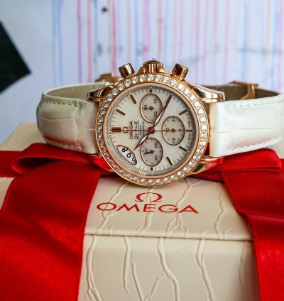 Omega De Ville Co-axial 18k Red Gold Diamond Bezel Mop Dial 422 58 35 50 05 002 35mm Full Set