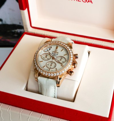 Omega De Ville Co-axial 18k Red Gold Diamond Bezel Mop Dial 422 58 35 50 05 002 35mm Full Set