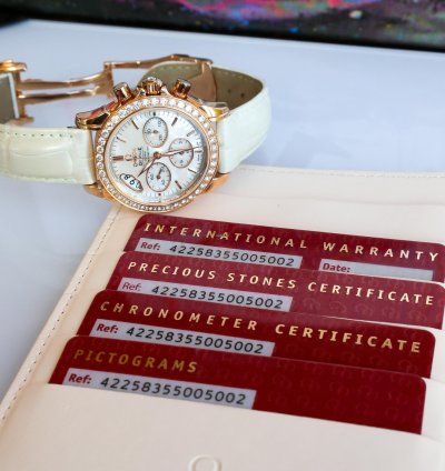 Omega De Ville Co-axial 18k Red Gold Diamond Bezel Mop Dial 422 58 35 50 05 002 35mm Full Set