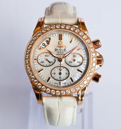 Omega De Ville Co-axial 18k Red Gold Diamond Bezel Mop Dial 422 58 35 50 05 002 35mm Full Set