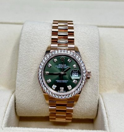 Rolex Lady-datejust Presidential Olive Diamond 279135rbr New Full Set July 2024