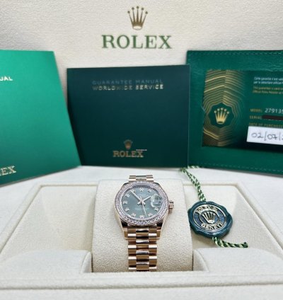 Rolex Lady-datejust Presidential Olive Diamond 279135rbr New Full Set July 2024