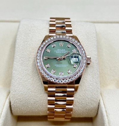 Rolex Lady-datejust Presidential Olive Diamond 279135rbr New Full Set July 2024