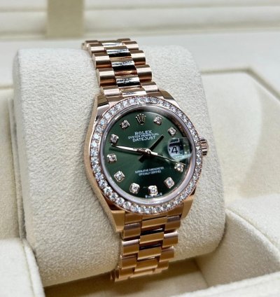 Rolex Lady-datejust Presidential Olive Diamond 279135rbr New Full Set July 2024