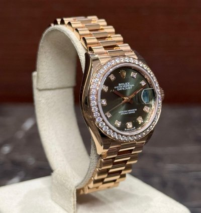 Rolex Lady-datejust Rose President Green Diamonds New Ref 279135rbr