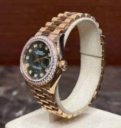 Rolex Lady-datejust Rose President Green Diamonds New Ref 279135rbr