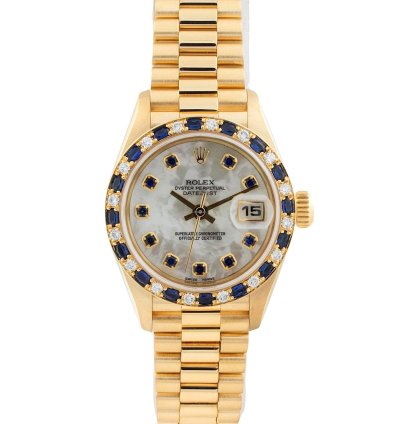 Rolex Lady-president 26mm Sapphire Diamond Bezel Mop Dial Mint Box Papers