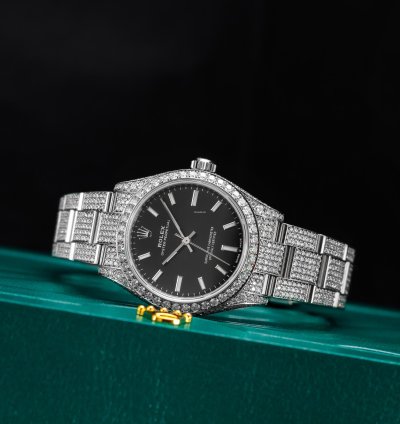 Rolex Oyster Perpetual 31 Full Iced Black Dial