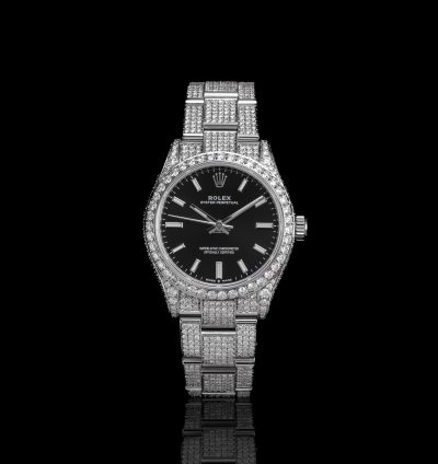 Rolex Oyster Perpetual 31 Full Iced Black Dial