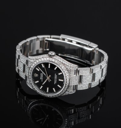 Rolex Oyster Perpetual 31 Full Iced Black Dial