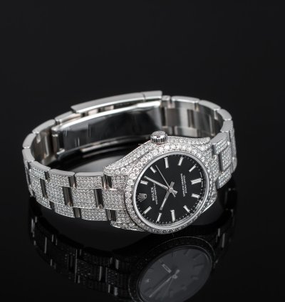 Rolex Oyster Perpetual 31 Full Iced Black Dial