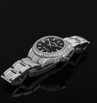 Rolex Oyster Perpetual 31 Full Iced Black Dial