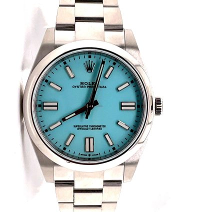 Rolex Oyster Perpetual 41 124300 41mm Factory Tiffany Coloured Blue Dial Steel Watch Unworn