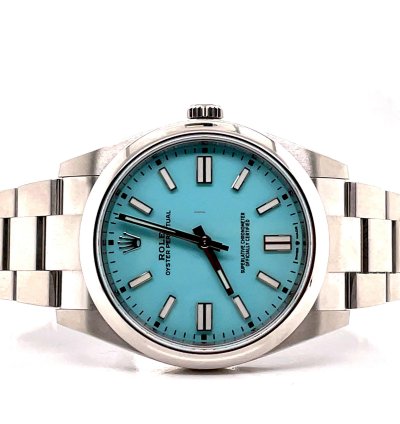 Rolex Oyster Perpetual 41 124300 41mm Factory Tiffany Coloured Blue Dial Steel Watch Unworn