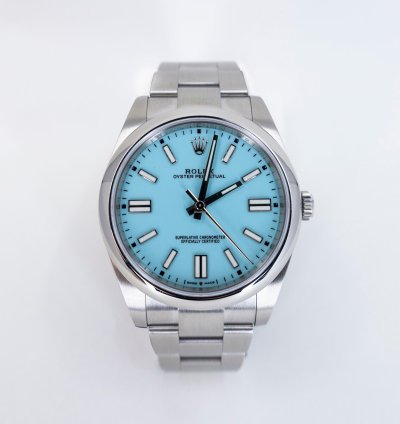Rolex Oyster Perpetual 41 41mm Stainless Steel Turquoise Tiffany Dial 124300
