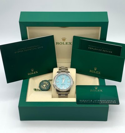 Rolex Oyster Perpetual 41 41mm Tiffany Turquoise Blue Index Dial