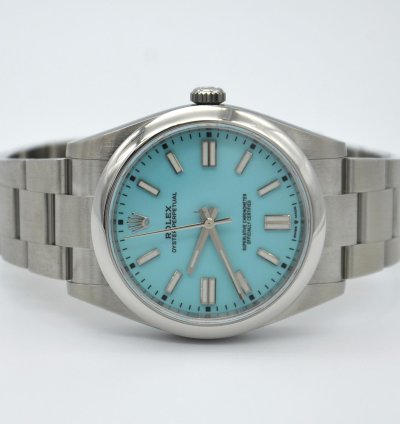Rolex Oyster Perpetual 41 41mm Tiffany Turquoise Blue Index Dial