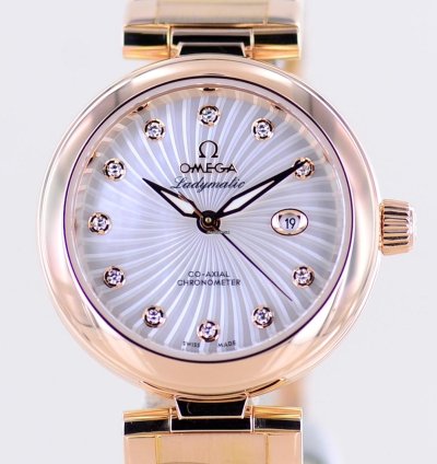 Omega De Ville Ladymatic 18k Ros Gold Co-axial Diamond Supernova Dial Mop Luxus