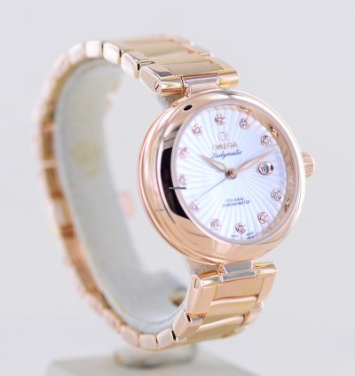 Omega De Ville Ladymatic 18k Ros Gold Co-axial Diamond Supernova Dial Mop Luxus