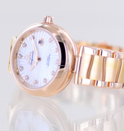 Omega De Ville Ladymatic 18k Ros Gold Co-axial Diamond Supernova Dial Mop Luxus