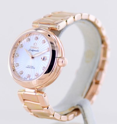 Omega De Ville Ladymatic 18k Ros Gold Co-axial Diamond Supernova Dial Mop Luxus